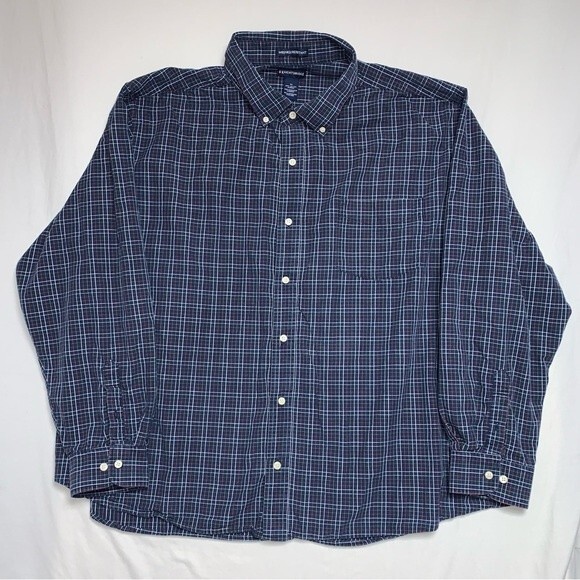 KNIGHTSBRIDGE Wrinkle Resistant Shirt Men's 4X Blue Plaid Long Sleeve Button Up - Picture 1 of 6